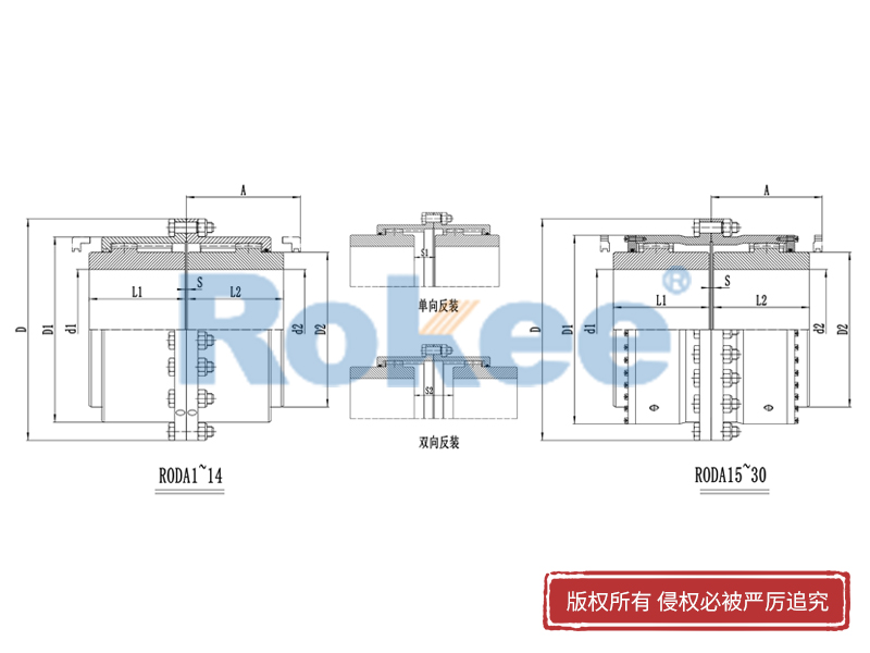 RODA齿式联轴器,RODA鼓形齿式联轴器